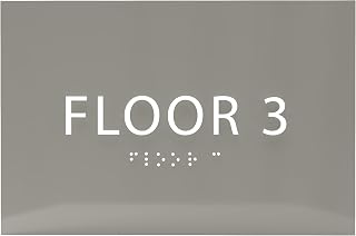 6" X4" Floor 3 Sign - ADA Compliant Tactile Graphics Grade 2 Braille Text | Wall Mount Plastic Directional Assistance, Floor Number Sign for Office, Schools, Hospitals, Apartments