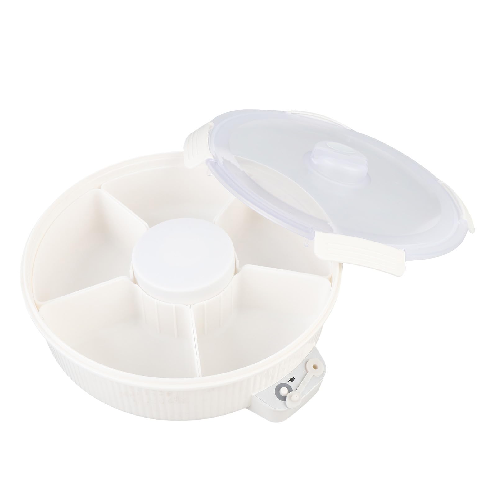Plateau de Service de Collation divisé Sous Vide, Stockage Sous Vide électrique élégant pour Noix, Fruits Secs avec 5 Compartiments, Portable 11.2 Pouces