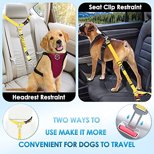 Image of SlowTon Dog Seat Belt for Car, 2 Pack Dog Car Harness Seatbelt with Bungee