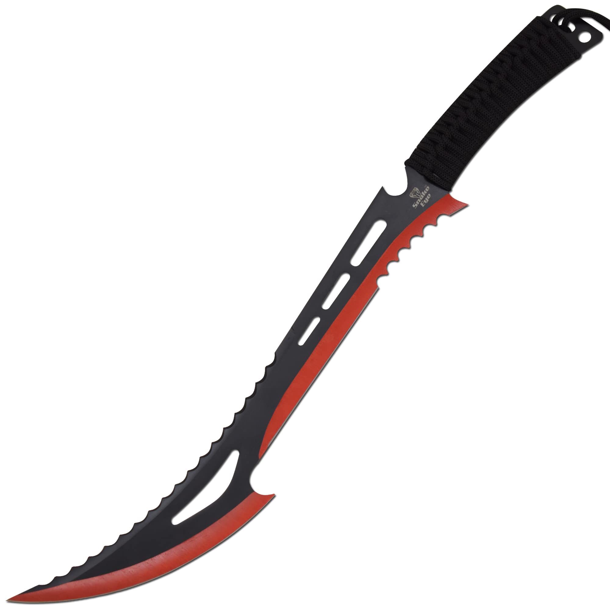 Snake Eye Tactical Fantasy Sword w/Nylon Sheath Machete Outdoors Camping (871, Black Red)