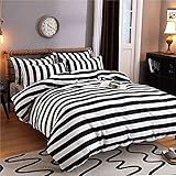 Modernes klassisches schwarz und weiß gestreifte Bettwäsche set, einfach und doch stilvoll, sein elegantes schwarz weiß geometrisch streifen design, machen Sie diese Bettwäsche zu einer guten Dekoration in Ihrem Zuhause, egal für Jugendliche oder Erwachsene. Die sorgfältige Verarbeitung und das bezaubernde Design sorgen dafür, dass mit dieser Bettwäsche süße Träume entstehen.