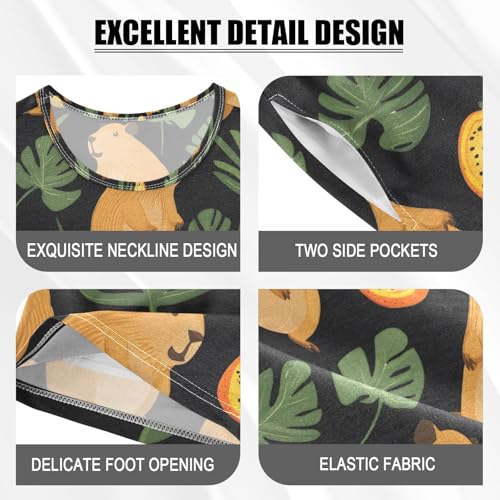 ALAZA Capybara Tropical Fruit Pajamas Set Short Sleeve Cotton Sleepwear Summer Pjs 2 Piece 5-14Y4