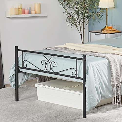 Yaheetech Classic Metal Platform Bed Frame with Headboard and Footboard Flower Design Mattress Foundation for Adults Girl Boy Easy Set Up Structure Twin Size Black