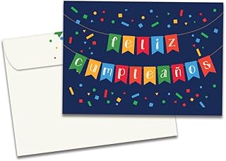 Tree-Free Greetings - Spanish-Speaking Birthday Card - Artful Designs - 1 Card + Matching Envelope - Made in USA - 100% Recycled Paper - 5 x 7 - Cumpleaños Confetti (GO64621)