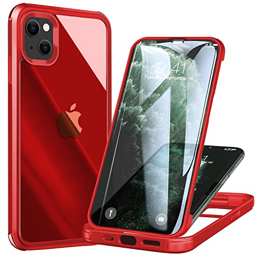 Ubunu Iphone 13 Case With Screen Protector [Built-In 9H Hard Tempered Glass], For Magsafe Clear Dual Layer 360 Full Body Protection For Men Women Iphone 13 Protective Phone Case Cover 6.1 Inch, Red #TOP7