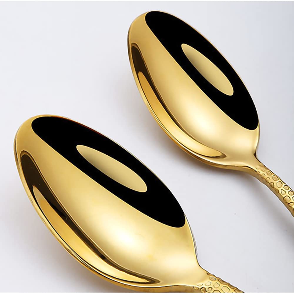 Juego de cubiertos dorados de 24 piezas para 6, juego de cubiertos de acero inoxidable, juego de vajilla moderno, juego de cucharas y tenedores para el hogar y la cocina, apto para lavavajillas