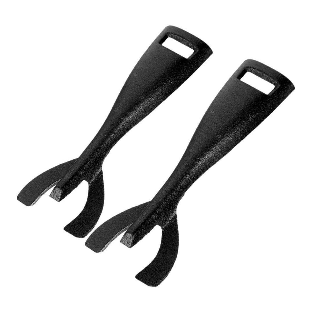 FELTECHELECTR 2Pcs Cast Iron Teppanyaki Clips Bbq Grilling Tools for Plate Handling Ergonomic Design for for Steak and Grilled Meat Preparation