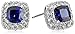 Sterling Silver, Gemstone, and Created White Sapphire Cushion Stud Earrings