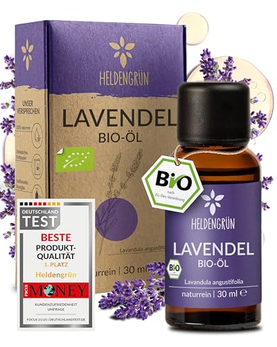 Heldengrün® BIO Lavendelöl [100% NATURREIN] Lavandula angustifolia - Echtes Lavendelöl: floral, frisch & voller Seele - Aromatherapie Lavendel - Ätherisches Öl