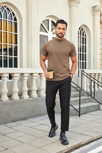 Image of COOFANDY Mens Mock Turtleneck Shirts Casual Premium Cotton Short Sleeve Shirt Basic Half Neck T-Shirts