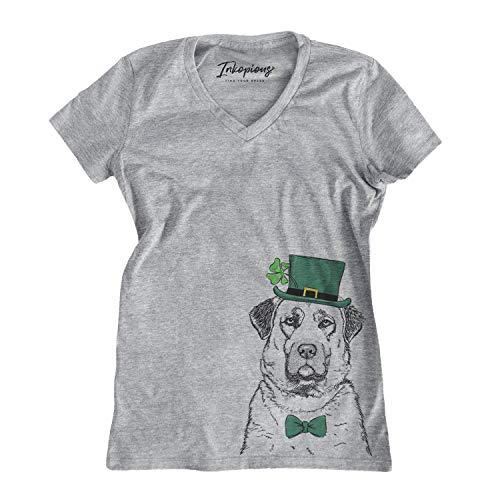 Inkopious St. Patrick's Day Loca The Anatolian Shepherd Dog Women's Triblend T-Shirt Modern Fit V-Neck Medium Grey