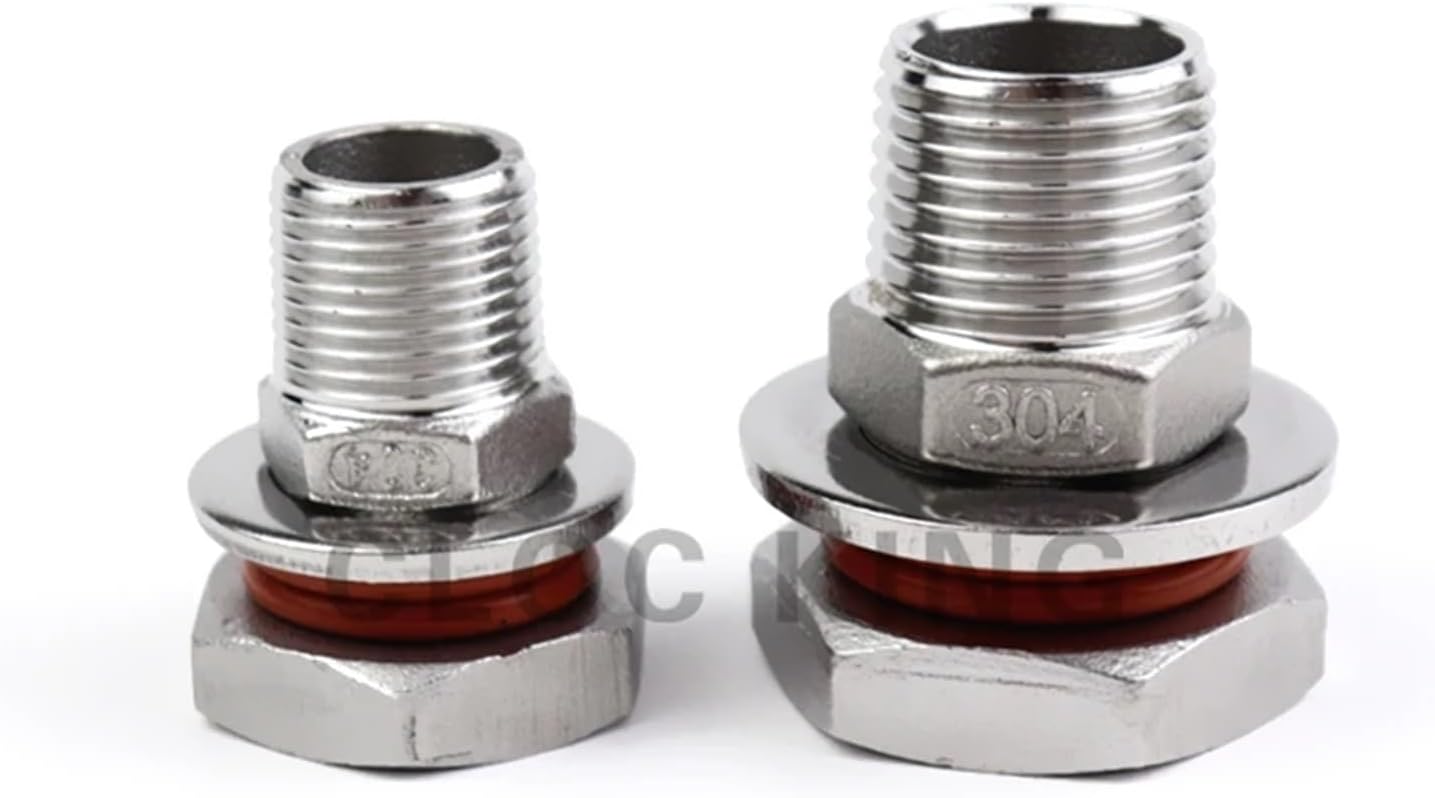 1/4” 3/8” 1/2'' BSPT Homebrew Hardware Kettle/Keg Weldless Bulkhead 304 Stainless Steel Fitting DN8 DN10 DN15(1/4")