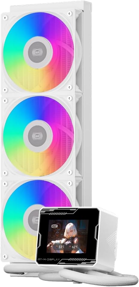 CPS GT360M ARGB Display WH, Raffreddamento AIO per CPU TDP 300W con Schermo IPS…