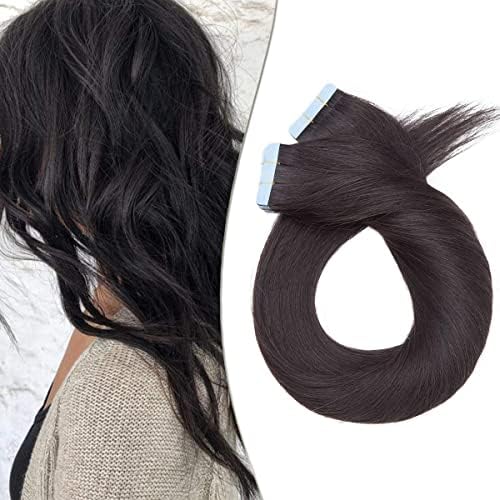 20 PCS Tape in Hair Extensions Human Hair Blonde Straight Skin Weft 100% Real Remy Hair Extension (12 inches 40g, #60 Platinum Blonde)