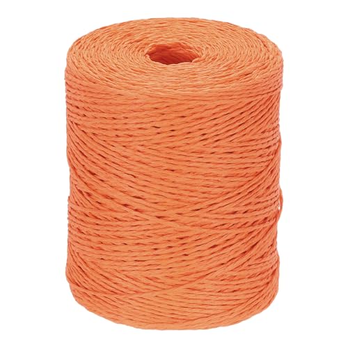 Image of PATIKIL Natural Cotton Raffia Yarn 328 Yard, Crochet Raffia Paper Ribbon for DIY Sun Hat Beach Bag Crochet Yarn Wrapping Knitting, Orange
