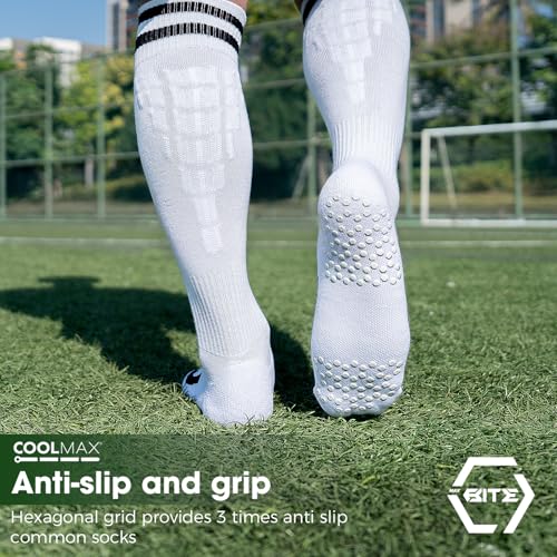 Rahhint Soccer Football Socks Anti Slip Compression Padded Cushioned Anti-Blister Grip Softball Socks for Youth Men Women2