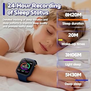 Tzzulsx Kids Smart Watch with 18 Educational Games, Sleep Tracker & Camera - 1.83 Inch Touch Screen Fitness Tracker with Pedometer, Alarm, Flashlight for Boys and Girls