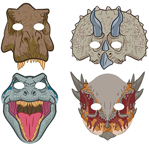 Jurassic World Into the Wild Paper Masks - 8.6' x 9.7' (1 Pack) - Perfect for Themed Parties & Events, Fun for Kids and Dino Lovers