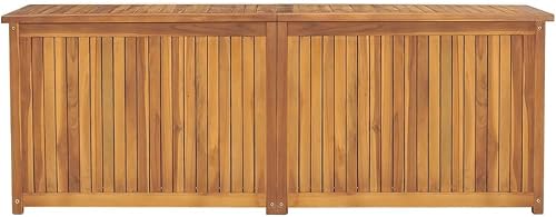 Miniatura 2 de Banco de almacenamiento de madera maciza para exteriores, caja de almacenamiento de madera maciza de teca para jardín, caja de almacenamiento para