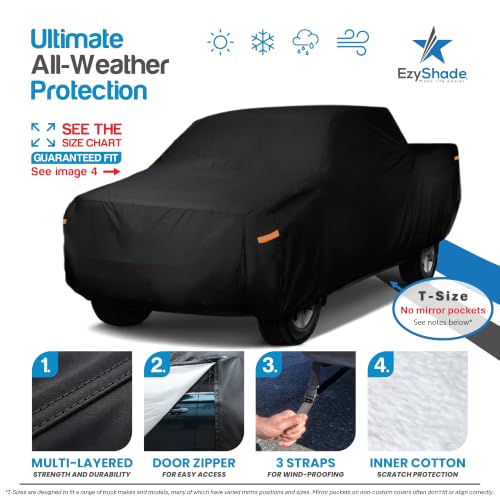 Image of EzyShade Truck Cover Waterproof All Weather. See Truck Size-Chart. Black T2