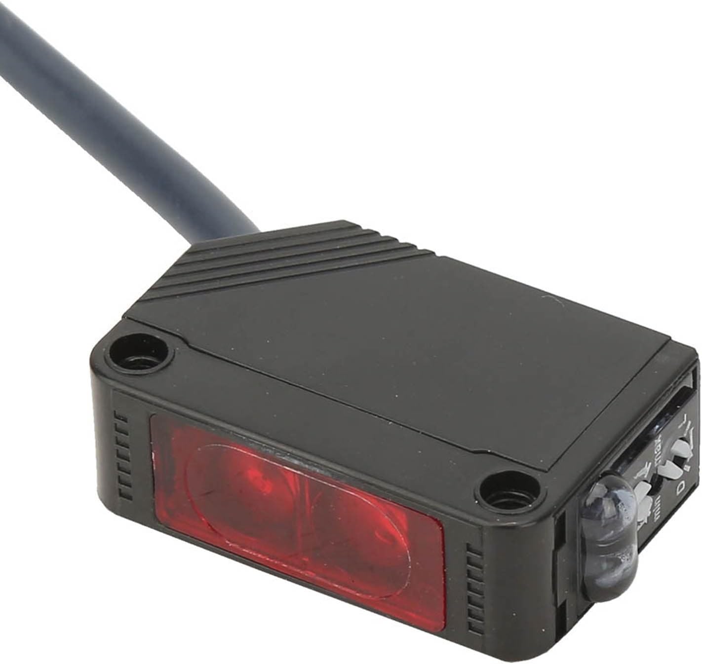 Photoelectric Beam Sensor, Sensitive Diffuse Reflection Detection Switch with 100mm Range 12 24VDC NPN Output 5.91ft Cable for Conveyor Systems Industrial Automation 1 Pack