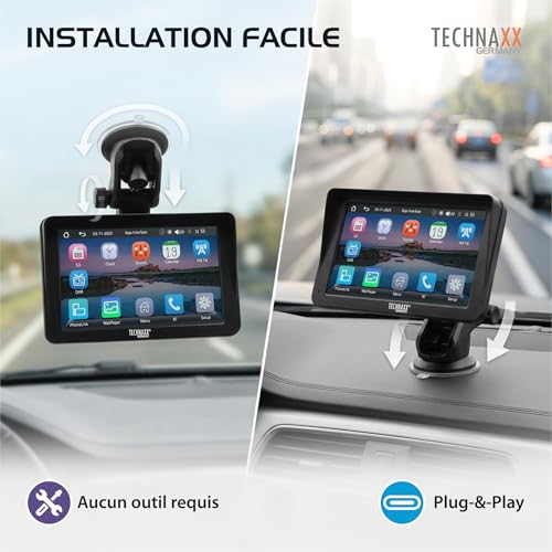 Écran CarPlay sans fil Technaxx avec Bluetooth 5.0 et transmission FM