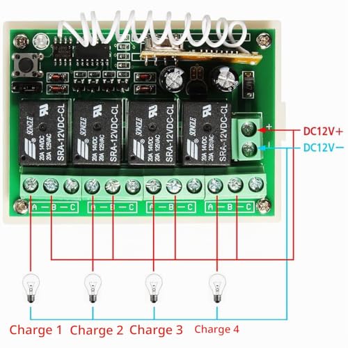 Module récepteur de relais RF 433 MHz commutateur de télécommande radio DC 12V - 6