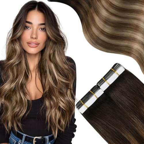 Moresoo Tape in Hair Extensions Human Hair #4 Brown Ombre