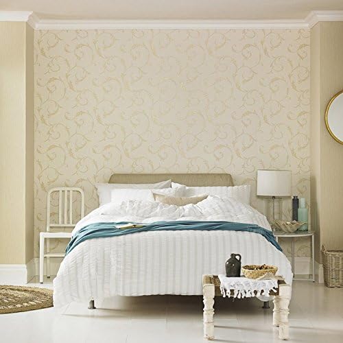 Graham & Brown 20-727 Athena Wallpaper, White Gold
