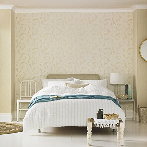 Graham & Brown 20-727 Athena Wallpaper, White Gold #TOP2