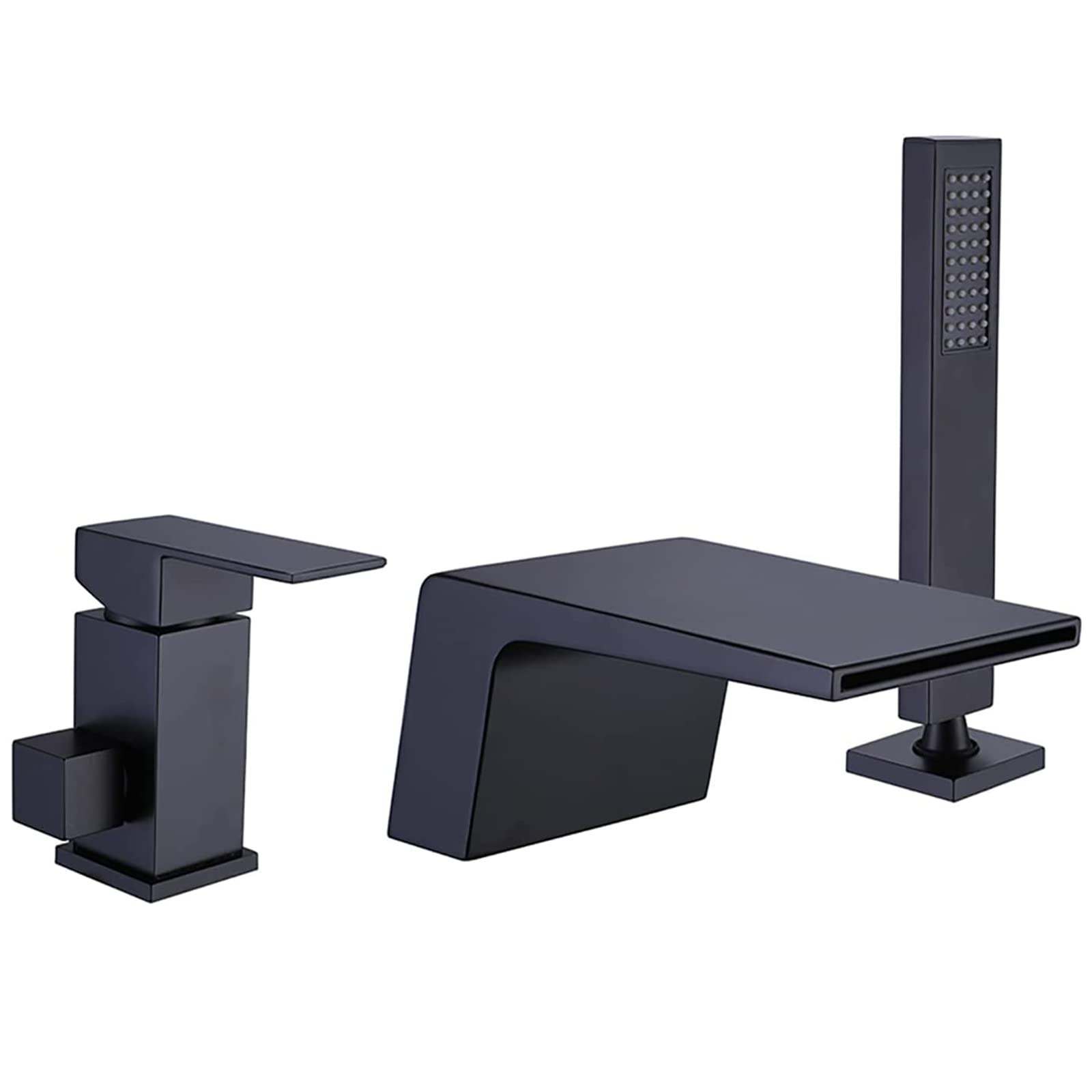 Robinet de baignoire cascade 3 trous à mitigeur eau chaude et froide avec douchette noire