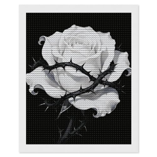 Art diamant DIY gothique et peinture diamant 5D rose blanche pour loisirs créatifs adultes