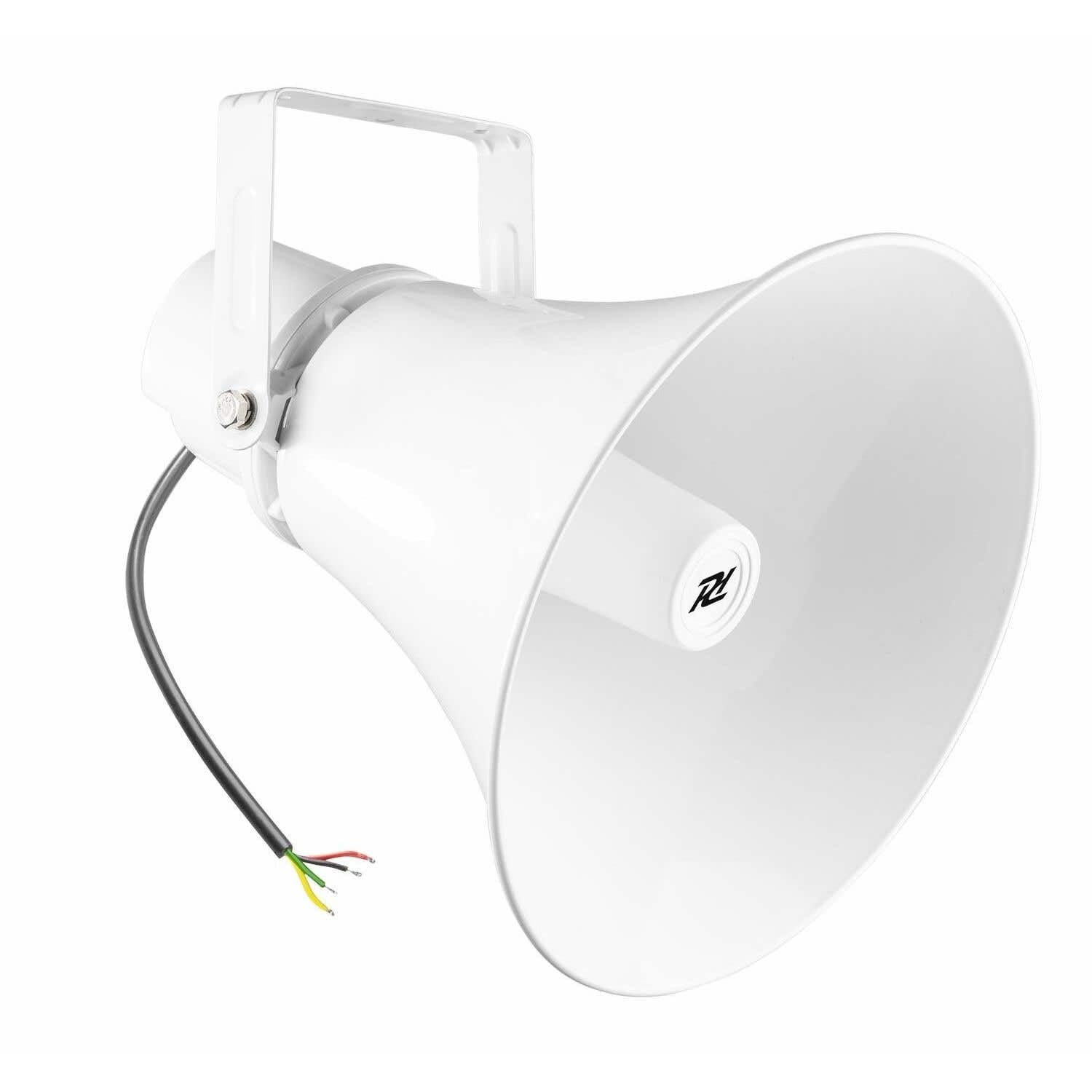 Power Dynamics HSR30 Proyector de Sonido de Largo Alcance con bocina Redonda de 7,5W, 15W, 30W RMS o 100V para megafonía de Interior o de Exterior IPX6 Resistente a la Intemperie, Color Blanco