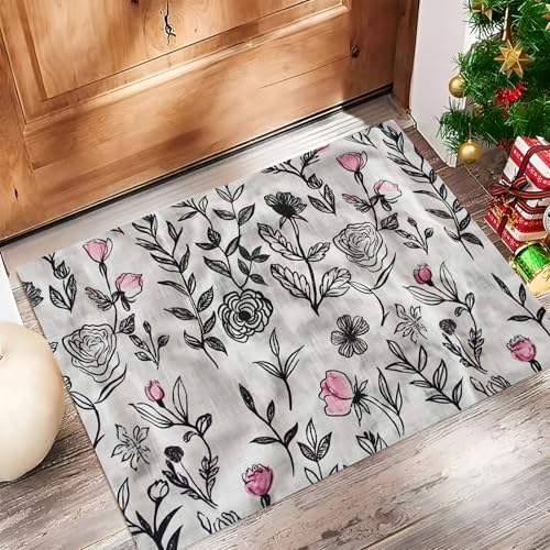 Tapis de sol antidérapant et lavable en machine paillasson fleurs 90x150 - 2