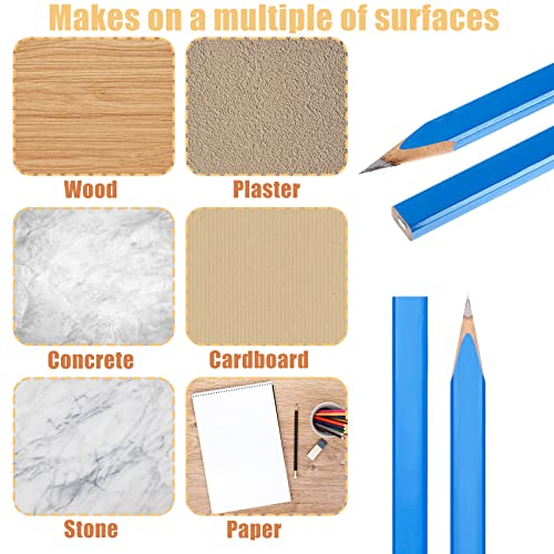 20 Pieces Carpenter Pencils Flat Pencils 2 Pieces Retractable Carpenter Pencil Holders 2 Pieces Carpenter Pencil Sharpeners Carpenter Pencils Cutter Marking Tool Set (Blue Cover, Black Refill) #TOP3