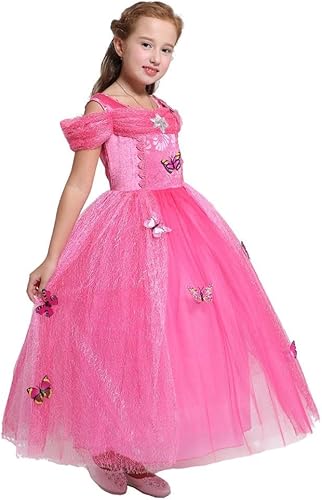 Miniatura 6 de Dressy Daisy - Vestido de princesa para niñas, disfraz para Navidad, Halloween, disfraces elegantes, con mariposas, talla 24 meses a 12 años., 3T