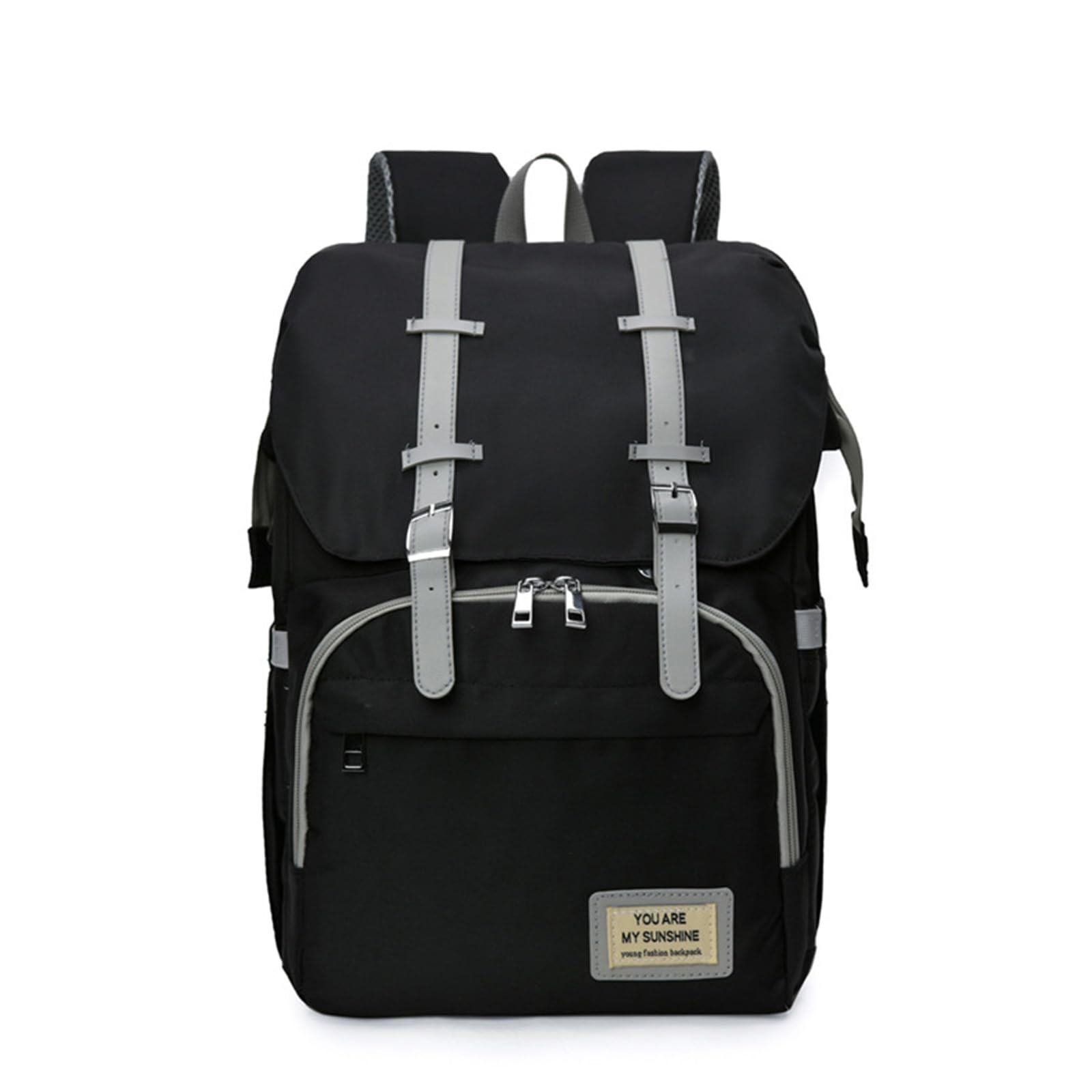 Chickwin Borsa Zaino Fasciatoio Neonato, Borsa Pieghevole per Culla, Moda Zainetto Fasciatoio Grande Multifunzione Borsa Bebè con Fasciatoio Portatile,per Mamma e Tata (Nero)