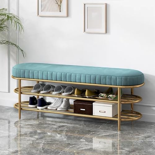 Banco zapatero con organizador de almacenamiento y reposapiés otomano para dormitorio y sala de estar