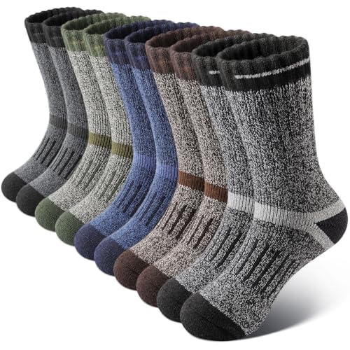 SIMIYA Thick Merino Wool Socks for Men Thermal Warm Hiking Socks Comfortable & Breathable Crew Socks in Cold Weather for Men & Women5 Pairs