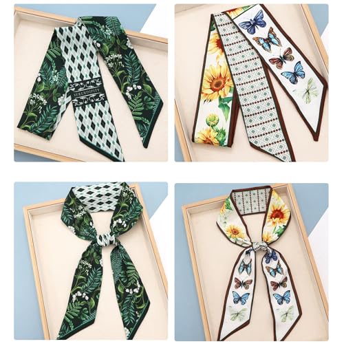 5 Pack Purse Scarf Set,Silk Ribbon Scarves for Bags Head Scarf for Handbag Handle Scarf Band Hair Neck Scarf for Women Fashion Holiday Gifts Wrapping,623