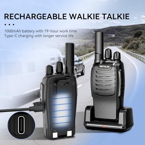 Retevis H777 Walkie Talkie, Portable PMR446 Radio Walkie Talkies for Adults Easy of Use, USB A-Type C, VOX, Flashlight - Image 2