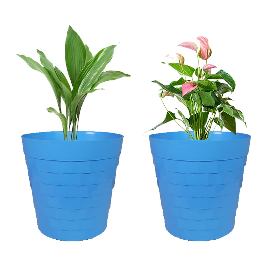 Greenri Brix 10 Inches (Pack of 2) Heavy Duty Plastic Planters Pots UV Resistant Pot for Living Room Outdoor Indoor Round Shape|Flawless |Gardening Planters Pot (Blue Color) (B09JM717XW) Amazon Price History, Amazon Price Tracker