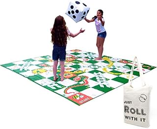 Giant Snakes and Ladders Game 3 Metres x 3 Metres PVC Durable Mat and Inflatable Dice - Giant Garden Game for Players of All Ages