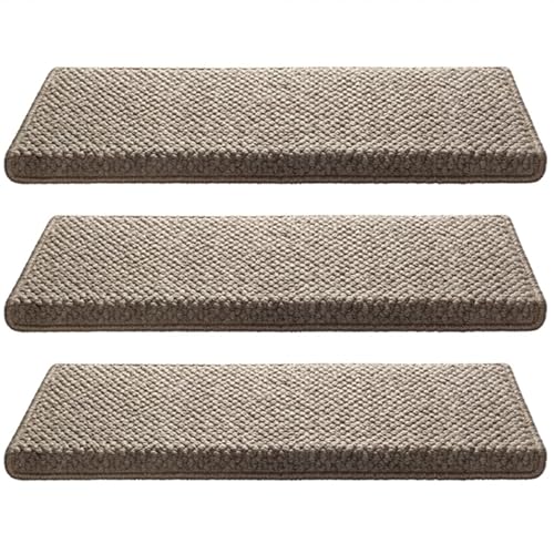 Wool Non-Slip Stair Treads with Adhesive Reusable Rug