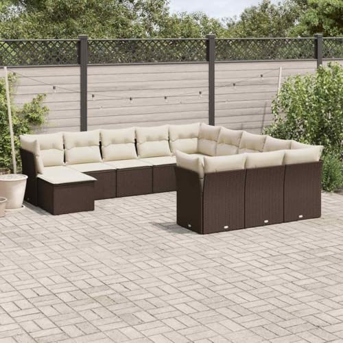 Genérico Set de sofás de jardín y Cojines 12 pzas ratán sintético marrón,Mobiliario,Muebles de jardín,Conjuntos de jardín-3218633