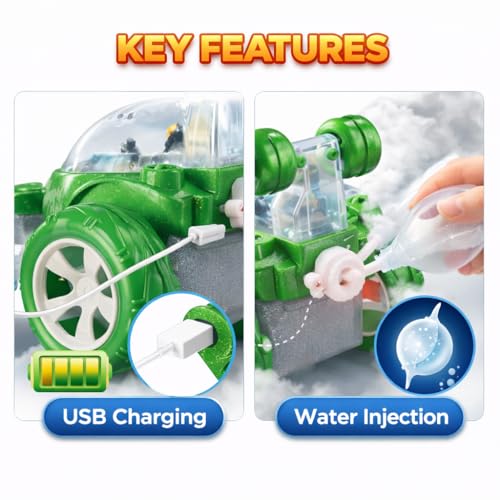 Image of SMART BOY 360 Rotational Stunt Remote Control Car for Kids, USB Rechargeable RC Toy for Boys and Girls, Mist Smoke Effect, Lights & Music, Anti-Skid Rubber Tires - Indoor Outdoor Car 9883 Green