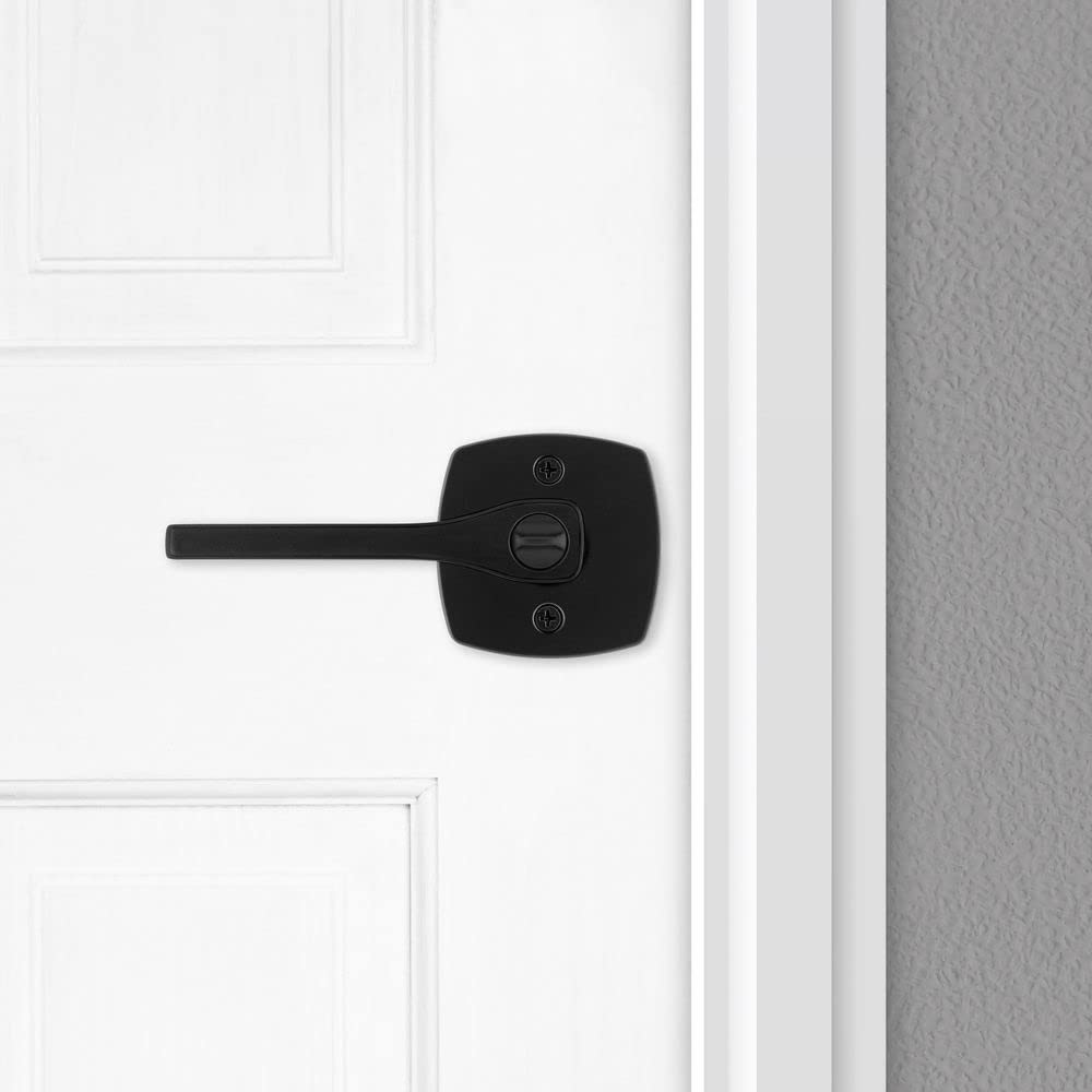 Kwikset Tripoli Dźwignia zamka drzwi wejściowych z miękką nowoczesną różą z technologią SmartKey w kolorze matowej czerni 97402-929
