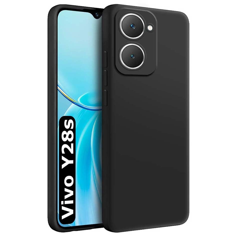 Fashionury Back Cover Case for Vivo Y28s 5G | Matte Soft Silicon Flexible | Camera Bump Protection | All Side Shock Proof Rubberised Back Case Cover for Vivo Y28s 5G (Black)- Best and cheap mobile covers in India