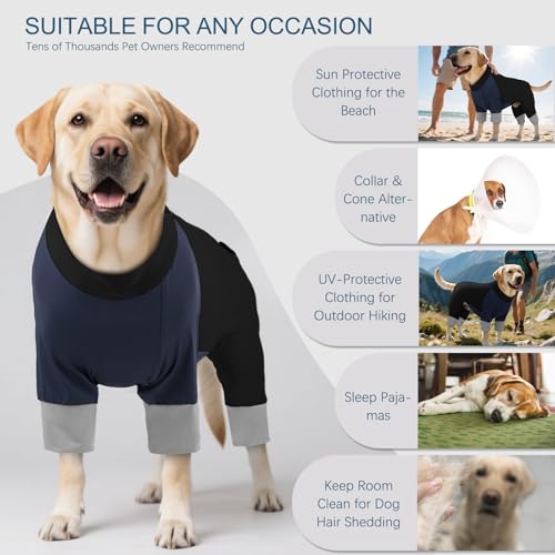 Image of ROZKITCH Dog SPF Shirts 50 UV Blocking Shirt, Summer Cooling Vest for Large Breeds, Stretchy & Breathable Fabric Dog Sun Protection Clothing, Perfect for Outdoor Activities Blueblack 3XL