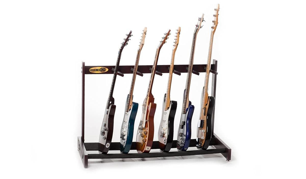 Rock Solid Guitar Stands The Classic Solid Mahogany 6 Multi Guitar Stand, Dark Cherry